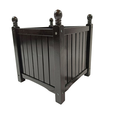 Square Wooden Outdoor Planter Box For Garden And Patio, Black