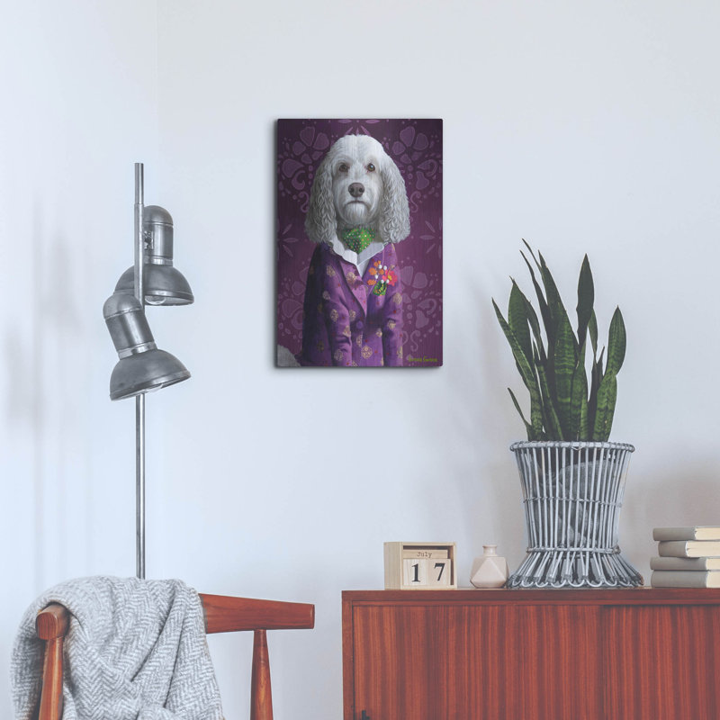  «Dapper Dog On Mauve» par Heather Gauthier, art mural en métal, 16 po x 24 po, H 24 po x l 16 po