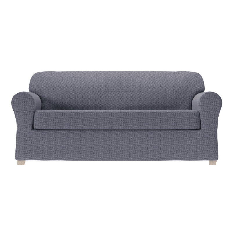 Housse extensible pour canapé à coussins carrés, H 34 po x l 96 po x P 38 po, Mélange de polyester gris foncé