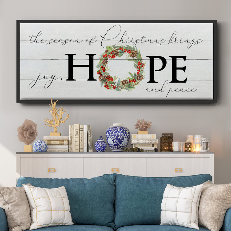 Joy Hope and Peace - Toile encadrée, H 20 po x l 50 po