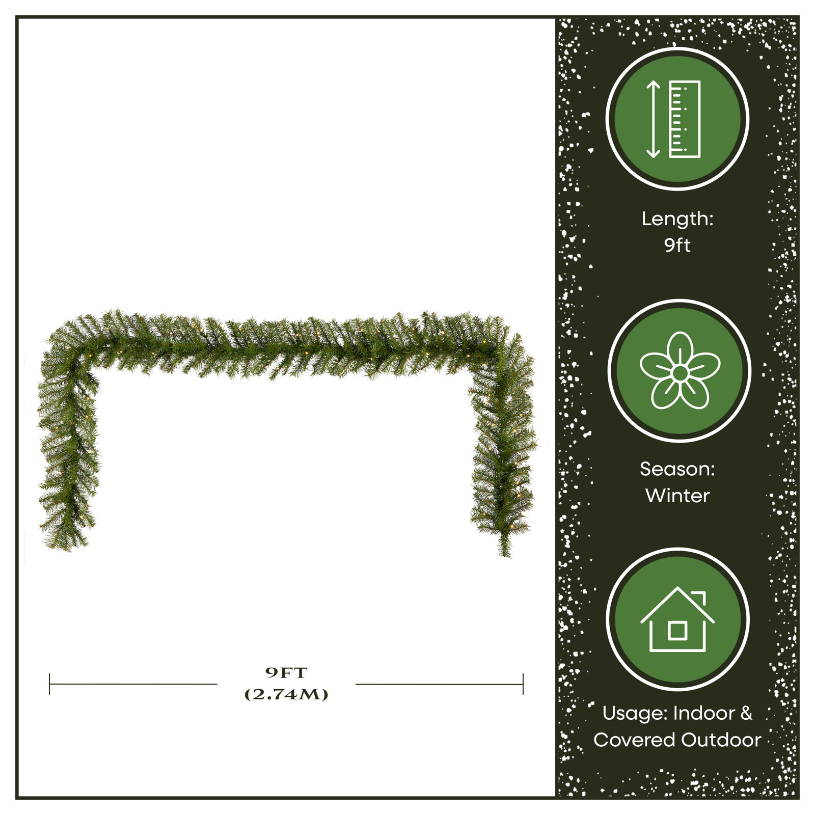 Pre-Lit Fir Garland, 10' L