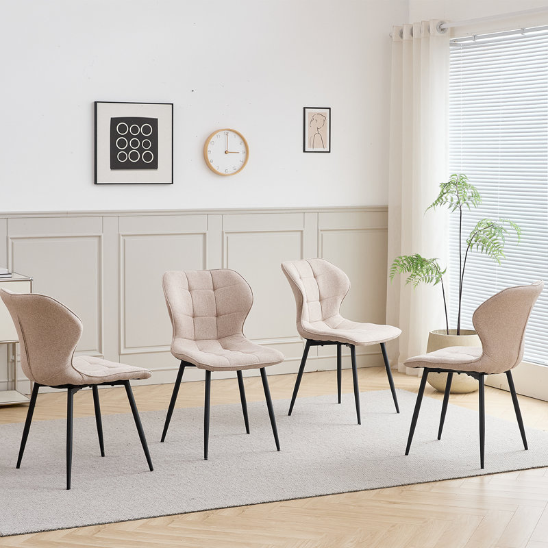 49.5cm H Upholstered Metal Side Chair in Beige
