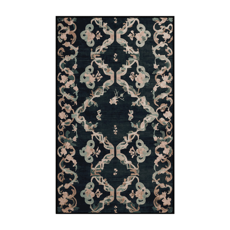 Machine Washable Gray Area Rug, Rectangle 7' x 9'