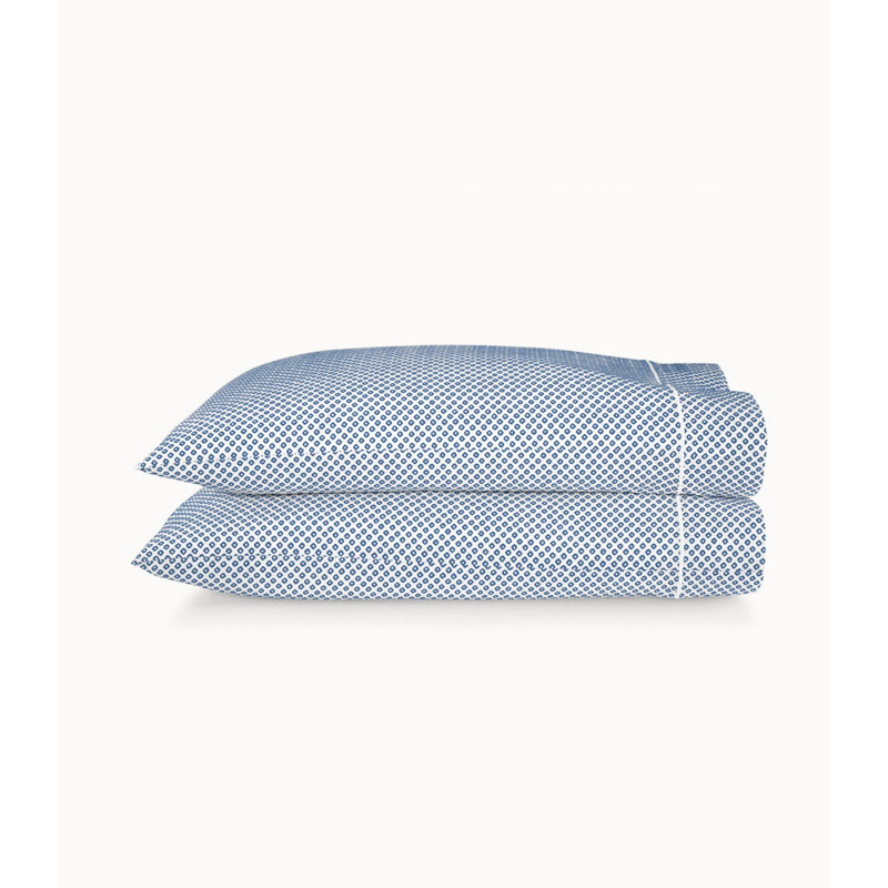 Set of 2 Emma Cotton Sateen Pillowcases, Standard Pillowcase, Blue