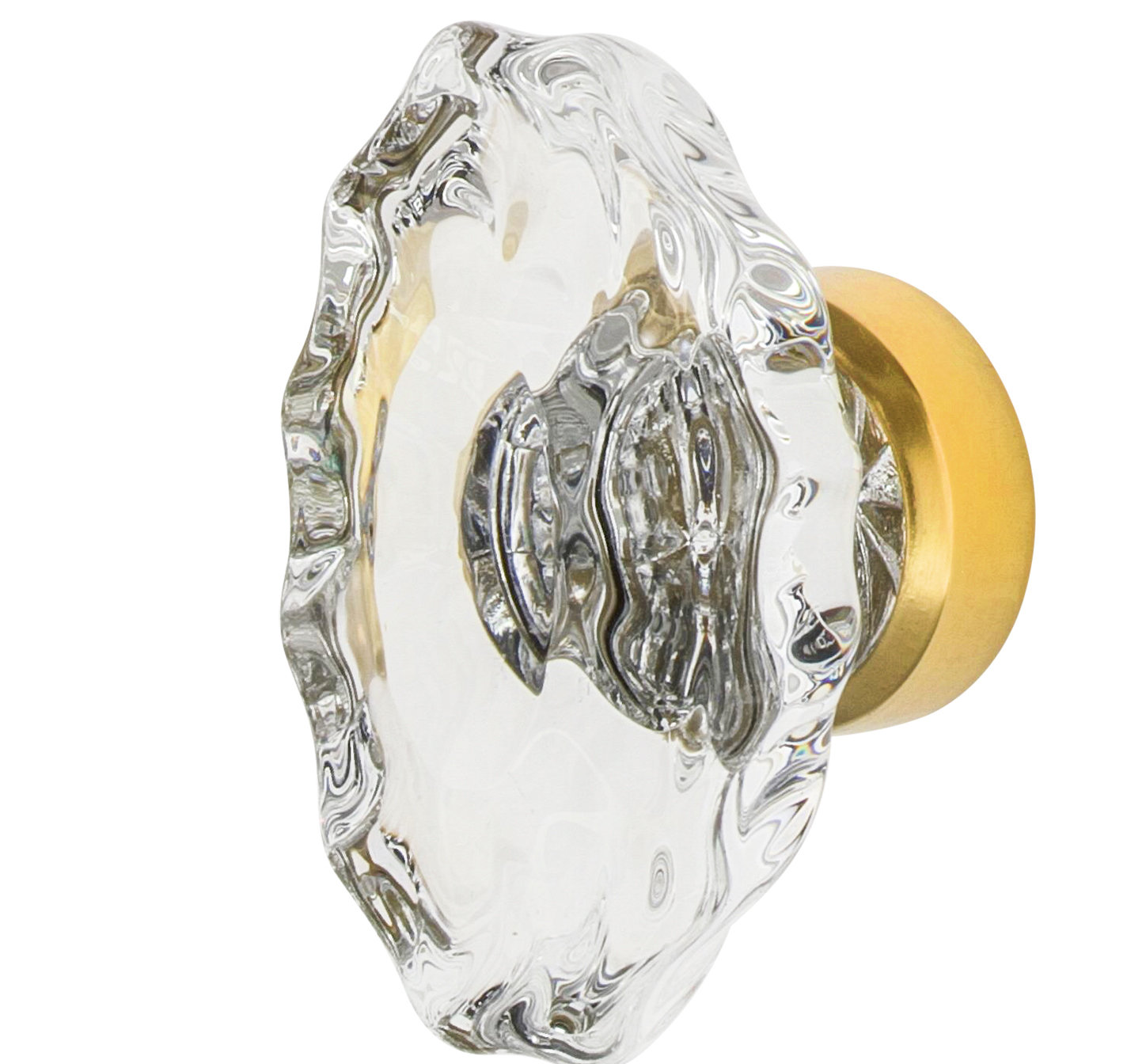 Chateau Crystal Cabinet Knob, Polished Brass