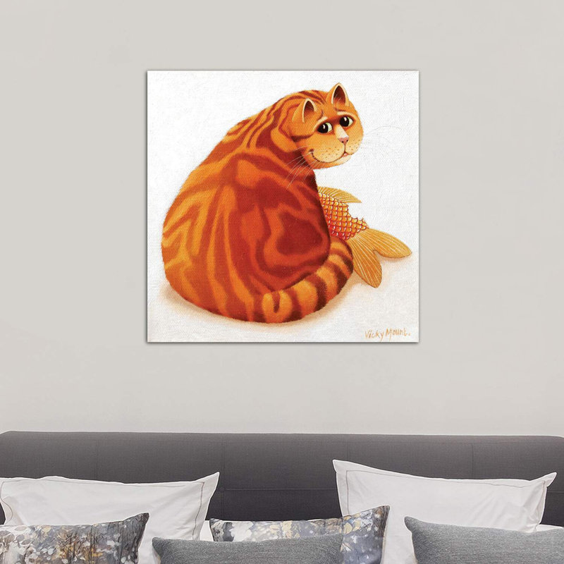 Koi Cat 1 Piece Wrapped Canvas Painting, 66.04 cm H x 66.04 cm W x 3.175 cm D