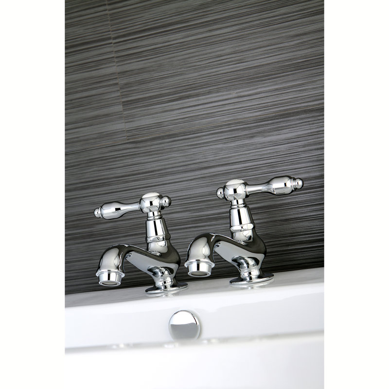 Kingston Brass Tudor Two-Handle Deck Mount Basin Tap Faucet, Polished Chrome