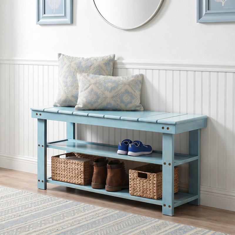 Banc utilitaire avec tablettes Carrold, Écume de mer