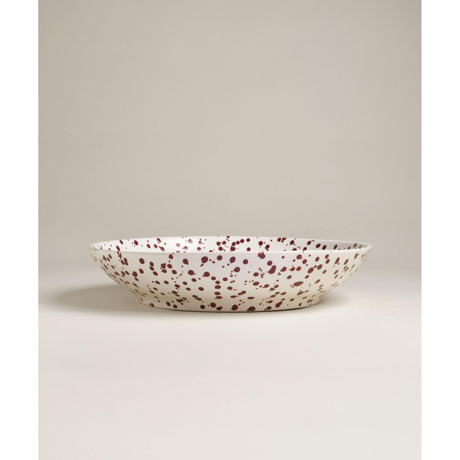 Splatter Low Serving Bowl, Red