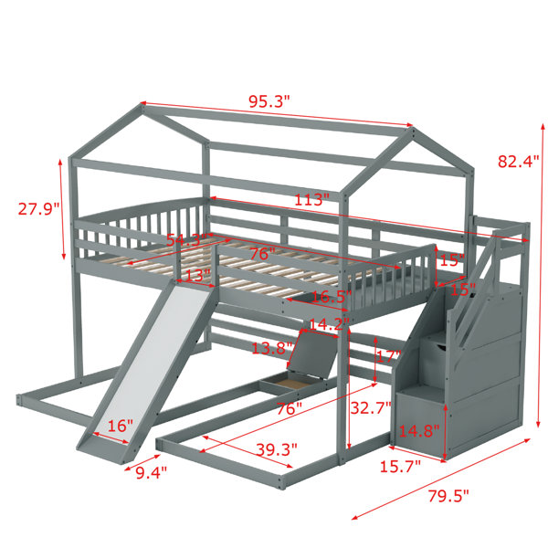 Harper Orchard Taoussi Full over Twin Solid Wood Standard Bunk Bed by ...