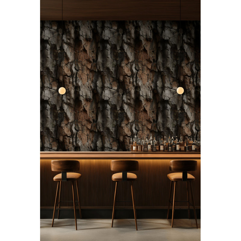 Papier peint texture écorce d'arbre réaliste - Revêtement mural grain de bois rustique