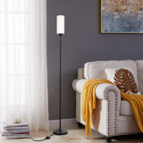 64.96'' Black LED Torchiere Floor Lamp Set with Outlet