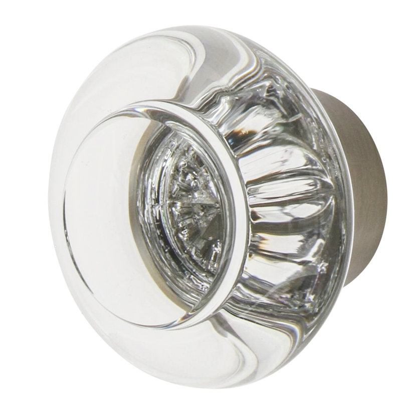 Round Clear Crystal 1 3/8" Cabinet Knob, Satin Nickel