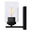 Luminaire de meuble-lavabo de salle de bain transitionnel Hitchin, abat-jour cylindrique en verre transparent, à intensité variable, compatible avec DEL, applique murale réversible en acier fixée au miroir-315458943