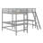 Wood Twin Size L-Shaped Loft Bed With 2 Built-In L-Shaped Desks-654151541