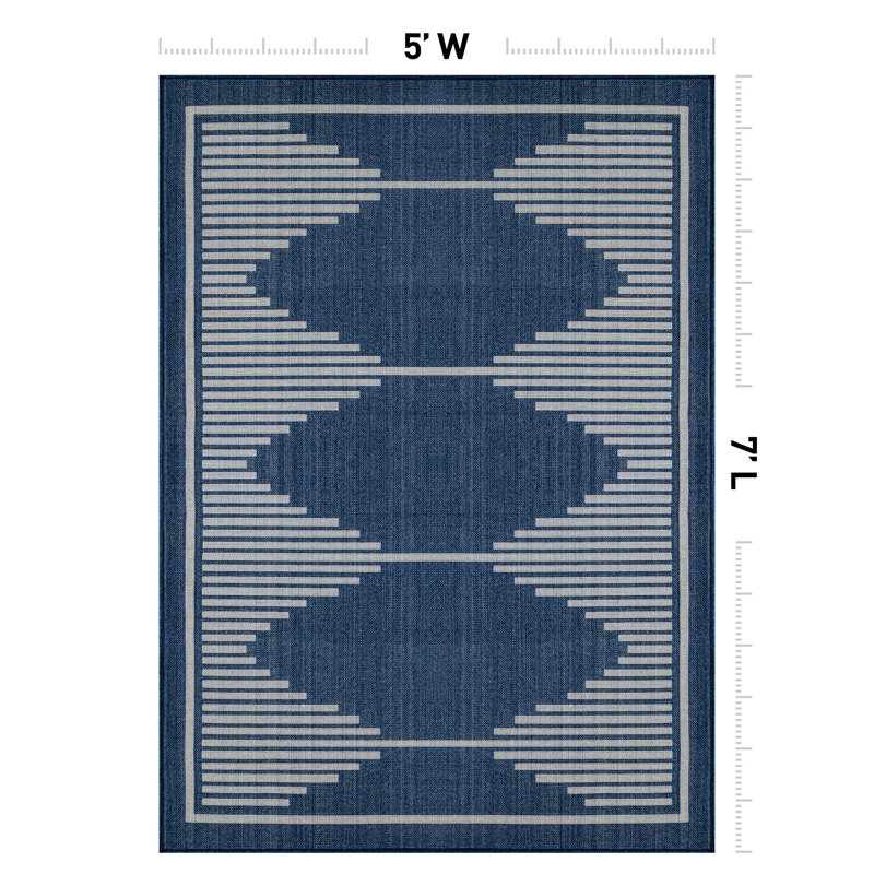 Geometric Natural/Jute Easy-Care Indoor/Outdoor Flat Woven Area Rug, Rectangle 5' x 7', Natural