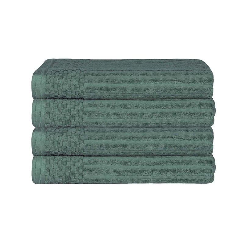 Ribbed Cotton Absorbent Heavyweight Bath Towel, Basil