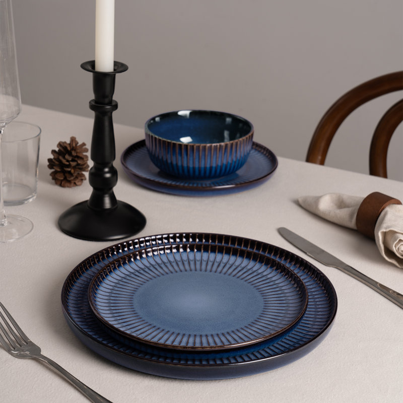 Bevery Piece Stoneware Dinnerware Set - Service for 6, Nebulas Blue