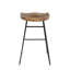 Modern Industrial Bar Stool With Stained Mango Wood Seat And Black Metal Base