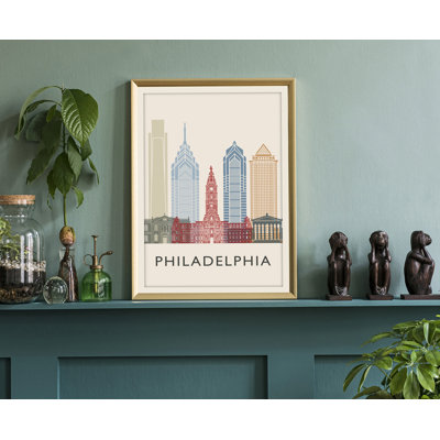 Philadelphia Illustration US Cities Poster, Unframed Print, Pennsylvania State Wall Art Poster