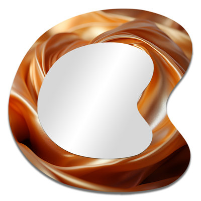 Orange Abstract spiral cyclone tranquility - Abstract Spirals Unique Shape Decorative Mirror, Modern Asymmetrical Large Wall Mirror, Printed Metal Art