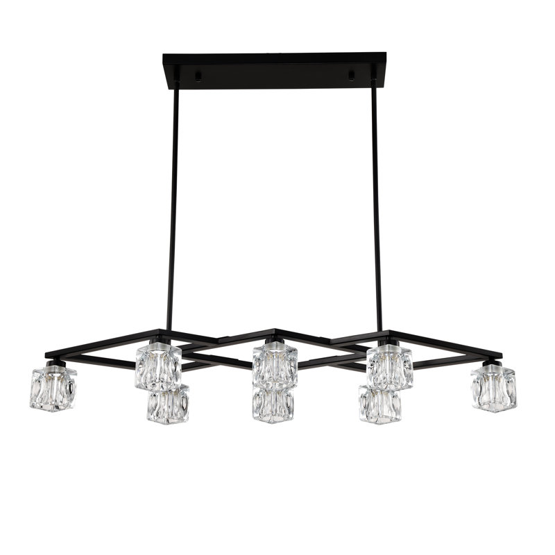 Lustre suspendu en cristal 8 lumières Frank, Noir mat