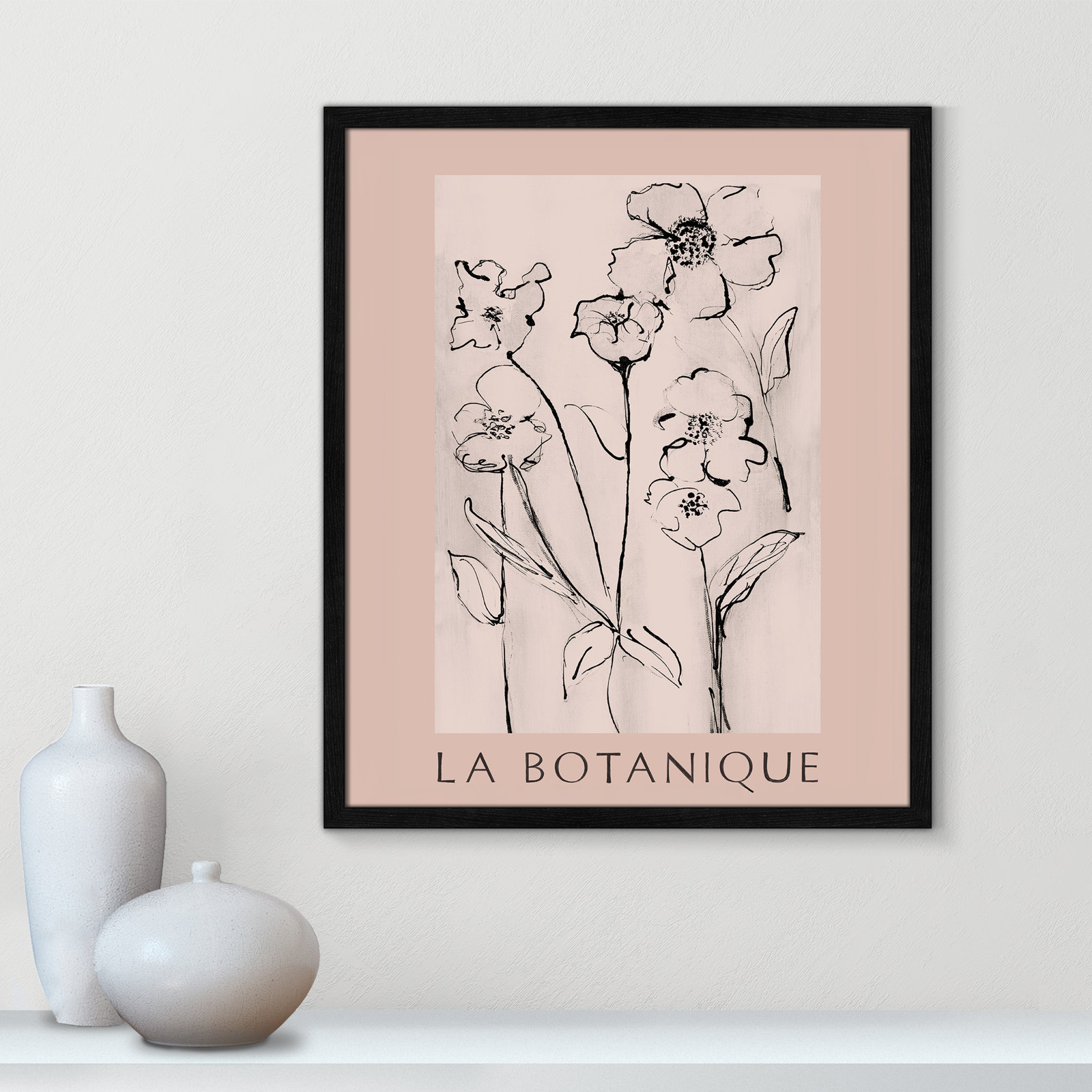 Riya "La Botanique" Print by Susan Jill, Black Single Picture Frame, No, 25.5" H x 21.5" W x 0.75" D