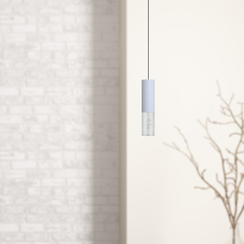 Luminaire suspendu à cylindre simple 1 lumière Rathi, Blanc