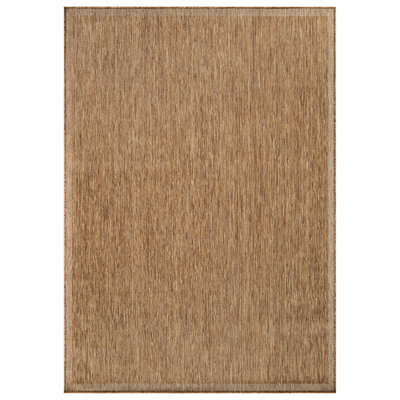 Border Natural/Jute Easy-Care Indoor/Outdoor Flat Woven Area Rug
