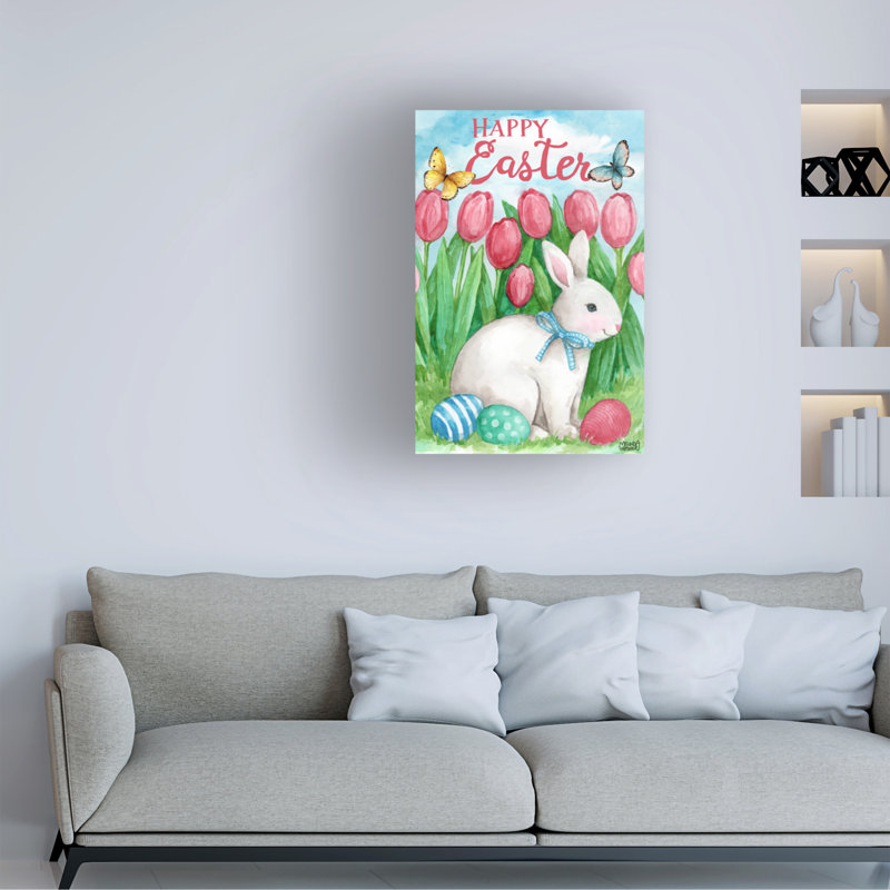Œuvre sur toile, lapin de Pâques, bolologia Melinda Hipsher, H 22 po x l 32 po