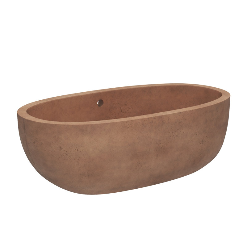 Avalon NativeStone Freestanding Soaking Cement Bathtub, Terracotta, 22" H x 36" W x 66" L
