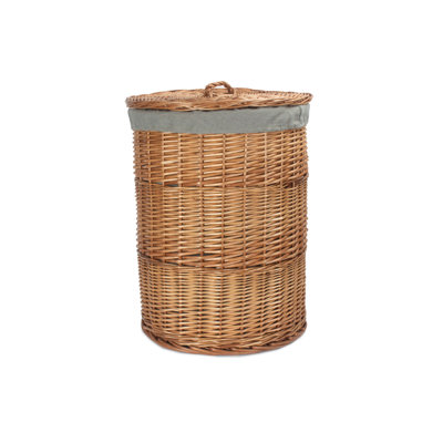 Wicker Round Laundry Hamper Basket with Lining