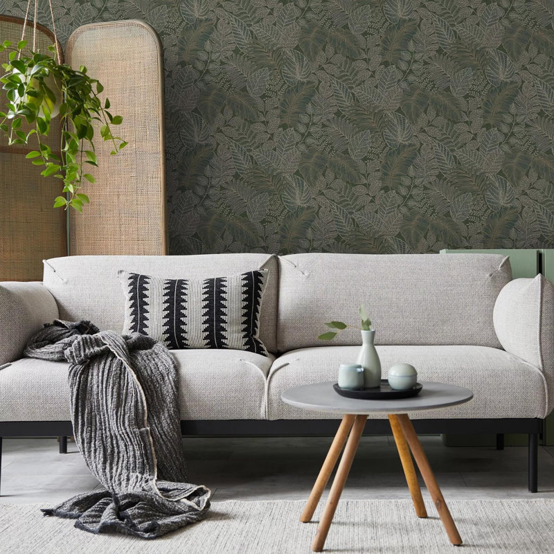 Superfresco Easy Scattered Leaves Floral Wallpaper, Forest Green