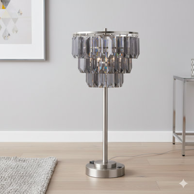 27.5-Inch High Contemporary Table Lamp With A Crystal Shade