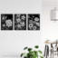 Elegant Dahlia Daisy And Orchid Flowers Floral Black White - 3 Piece No Frame Print Set-513408735