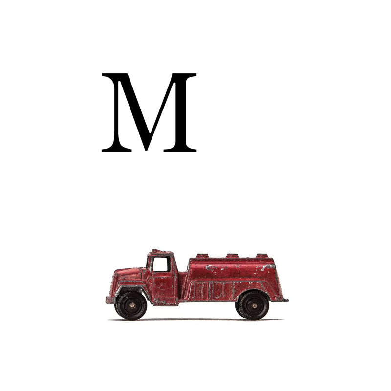 M Water Truck White Letter 1 Piece Wall Art on Canvas, 20.32 cm H x 30.48 cm W, Wrapped Canvas