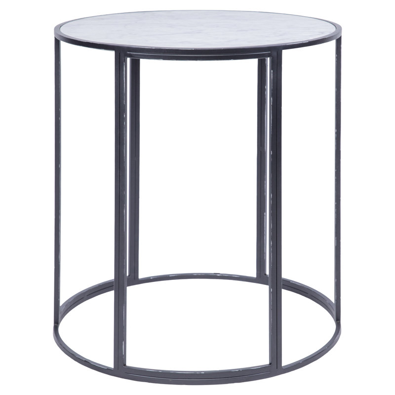 Paris Marble Drum End Table, Deep Ocean