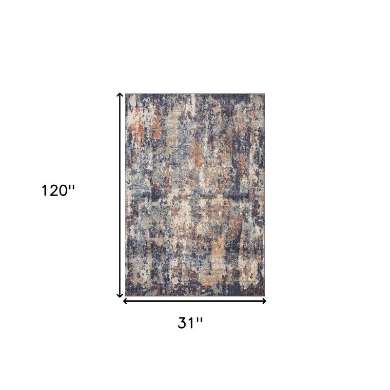 10'Abstract Power Loom Runner Rug, Runner 2'7" x 10'