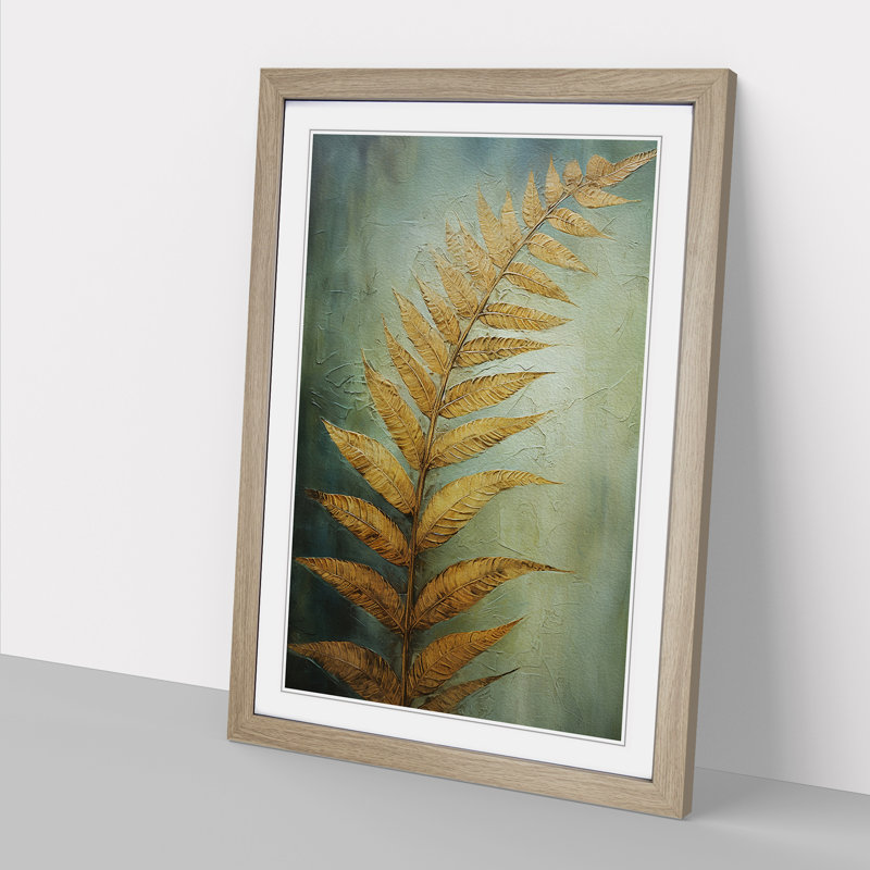 Fern Leaf Contemporary - Framed Print, Oak, 34cm H x 25cm W x 2cm D