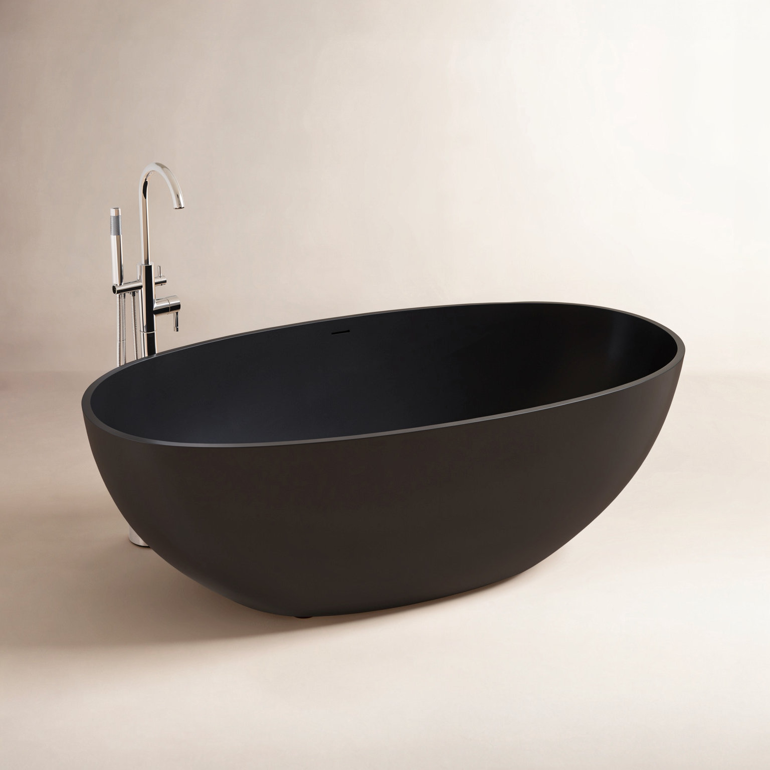 Forma 61" Solid Surface Soaking Bathtub, Matte Black