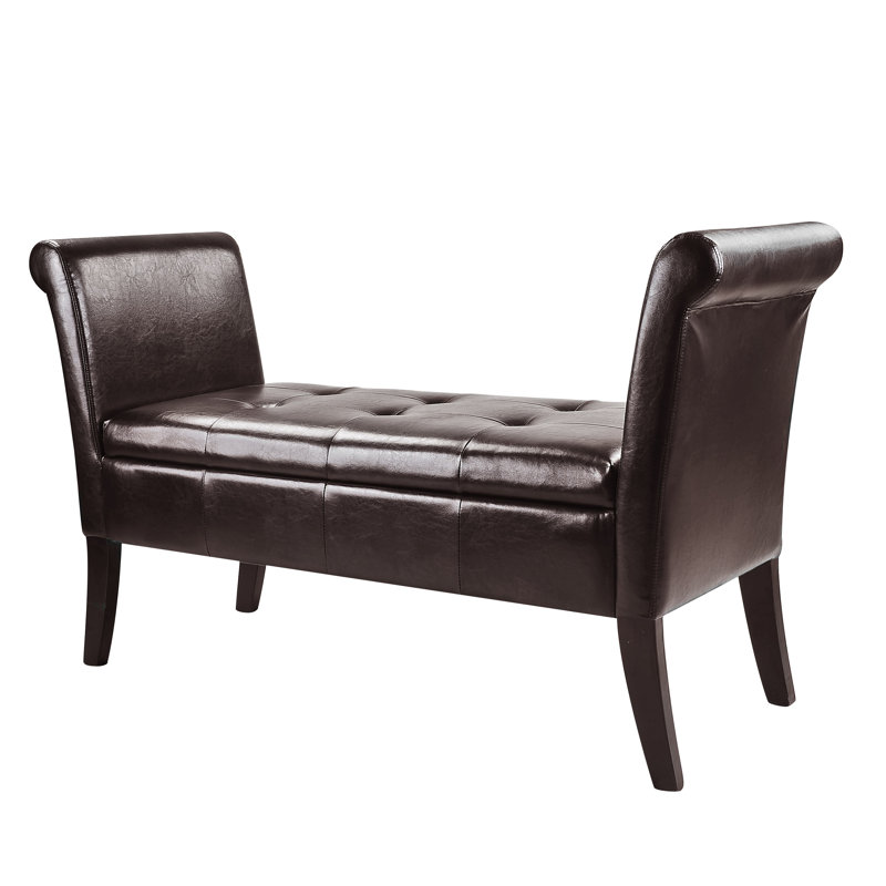 Aadvika Faux Leather Upholstered Storage Bench, Brown
