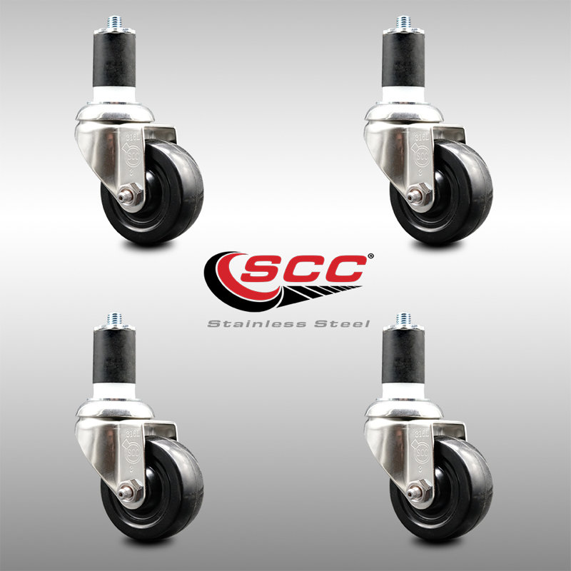 Ensemble de roulettes extensibles en caoutchouc dur, H 3,5 po x l 3,5 po