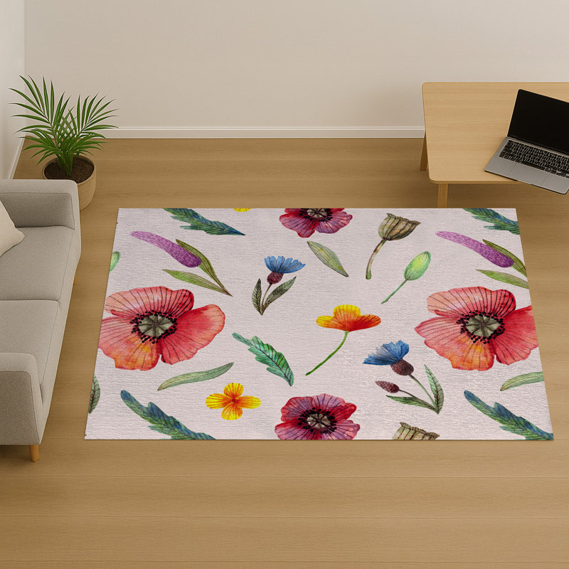 Floral Area Rug, Runner 70 x 140 cm
