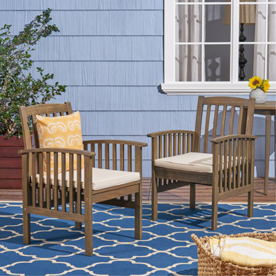 Acacia Dining Chair,2Pcs With 2 Cushions