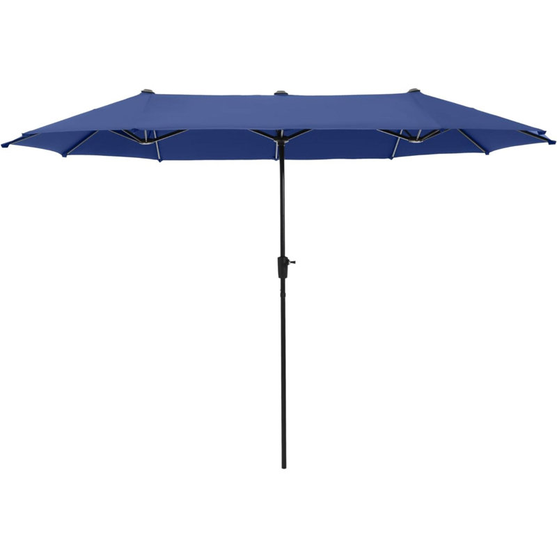 Parasol de marché rectangulaire à manivelle 6,00 po x 8 po Louwrens, Bleu brumeux