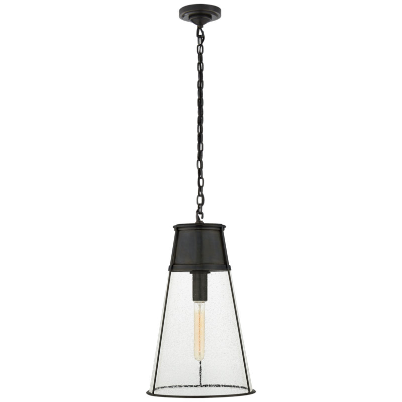 Thomas O'Brien Robinson Small Pendant, Bronze, Seeded, 19.5" H x 11.75" W x 11.75" D