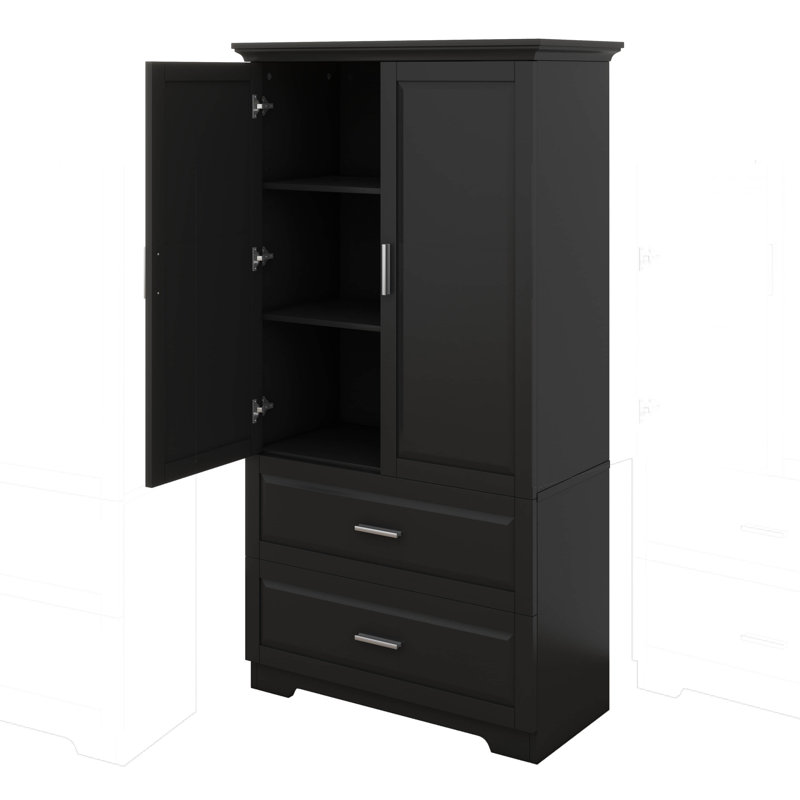 Grande armoire de rangement, armoire de rangement autoportante pour plancher de salle de bain avec 2 portes, tablette réglable et tiroirs, panneau de fibres à densité moyenne