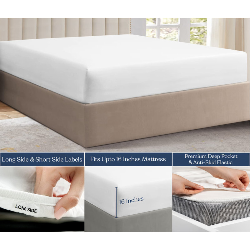 Perecale Bedding 100% Organic Cotton Percale Fitted Sheet, 400 Thread Count GOTS Certified, Smooth & Moisture-Wicking