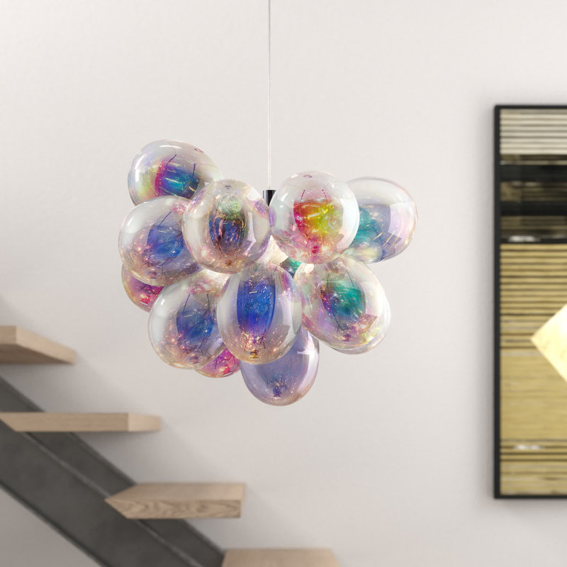 Abdurrahman 3 - Light Polished Chrome Cluster Pendant, Iridescent