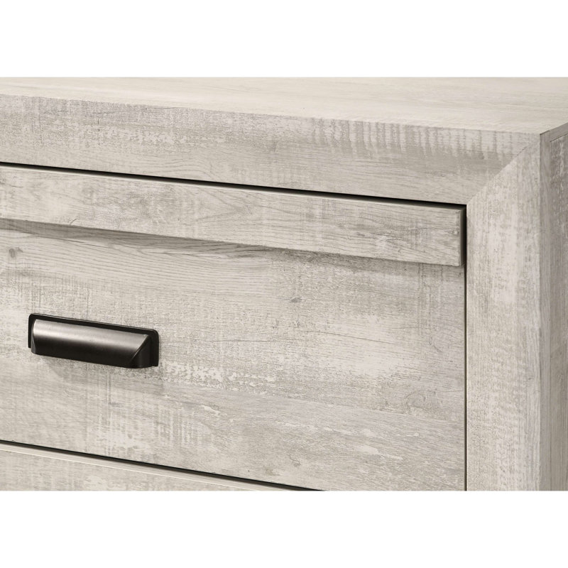 Meuble de chambre rustique contemporain en bois avec 1 tiroir 1 pièce, Blanc / gris beige